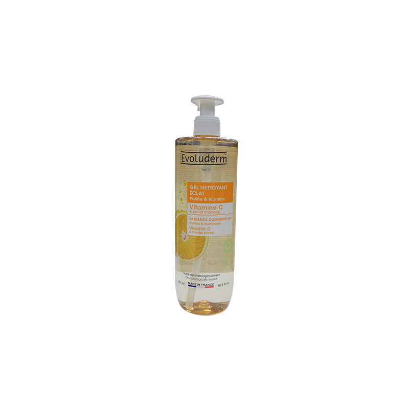 Gel Nettoyant Éclat Vitamine C – 500 ml EVOLUDERM