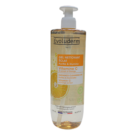 Gel Nettoyant Éclat Vitamine C – 500 ml EVOLUDERM