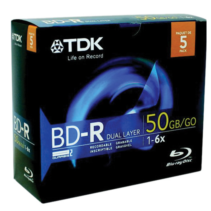 Blu-Ray BD-R Dual Layer 6x 50GB 5P FJC TDK