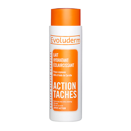 Lait éclairc.peaux noires&métis act° tâche AHA&Carott 500ml EVOLUDERM