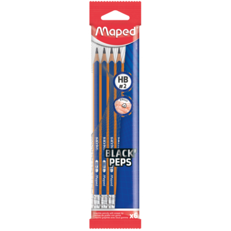 Crayon graphite HB avec gomme Blackpep's NAVY flowpack de 6 MAPED