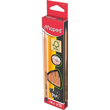 Crayon graphite 2B avec gomme BLACK'PEPS FSC 100% Maped