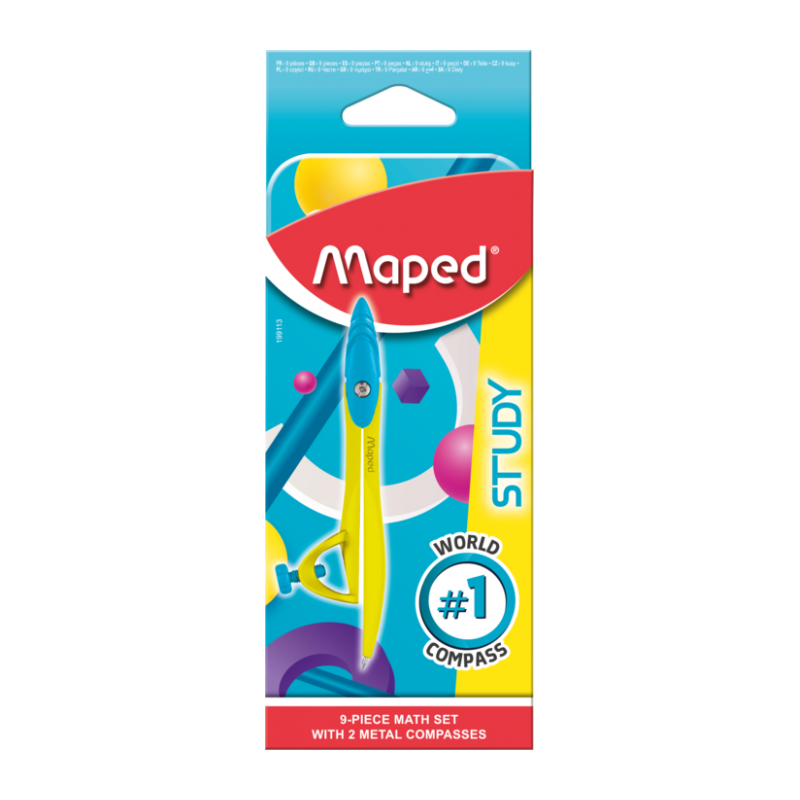 Compas Math set STUDY FANCY POP 9pcs MAPED