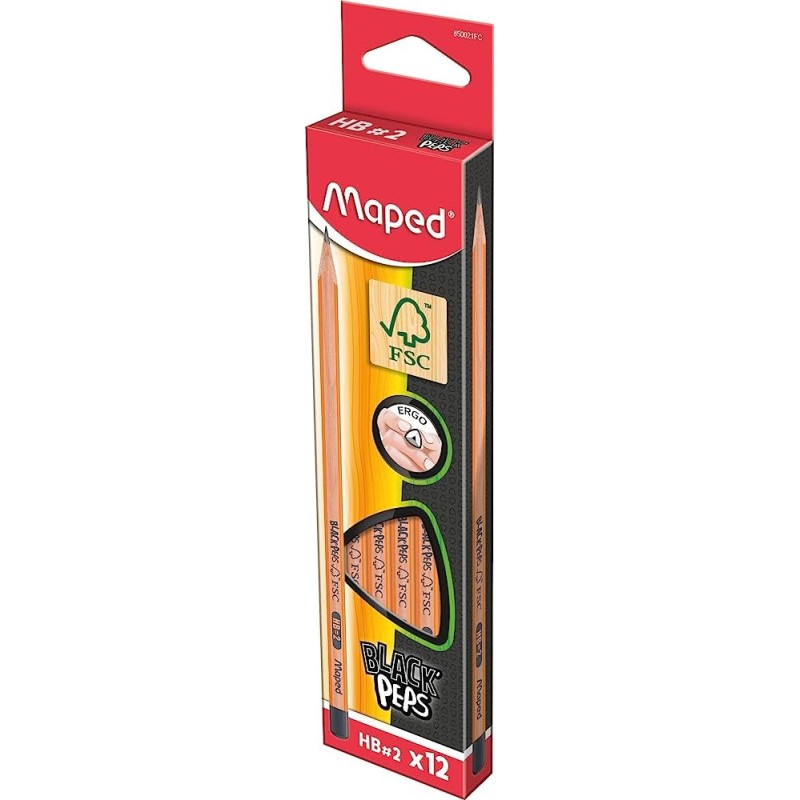 Crayon graphite 2H avec gomme BLACK'PEPS FSC 100% Maped