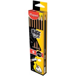Crayon graphite B avec gomme BLACK'PEPS FSC 100% Maped