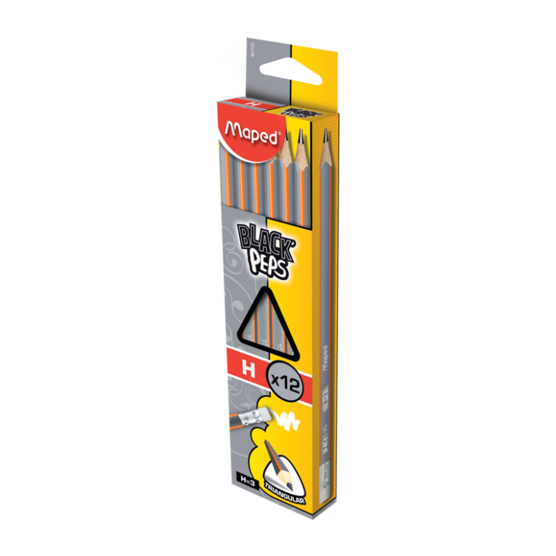 Crayon graphite H avec gomme BLACK'PEPS FSC 100% Maped