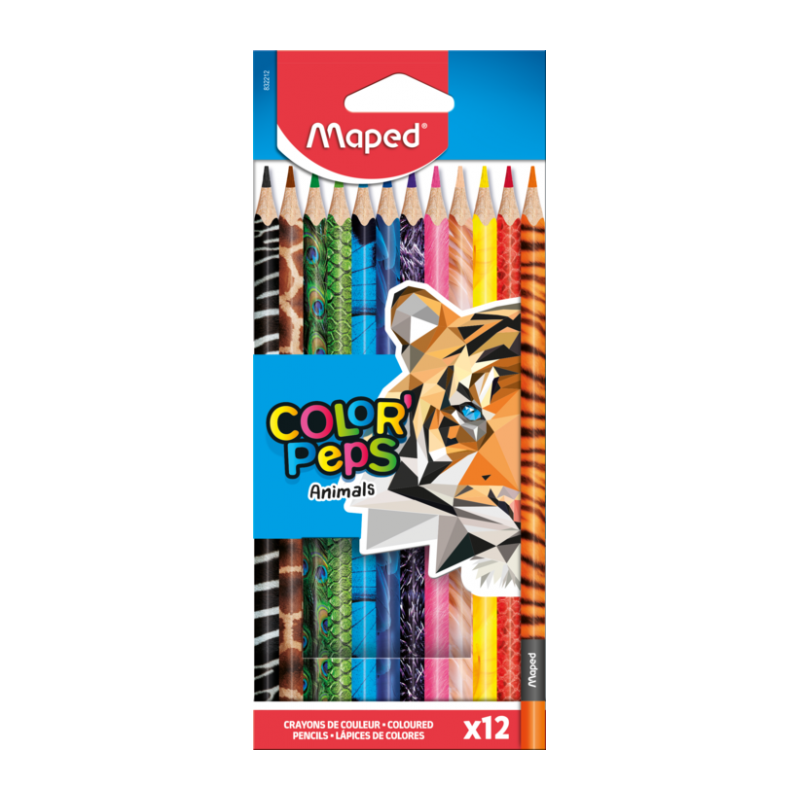 Crayon de couleur 18cm et 12cl color peps animal Maped