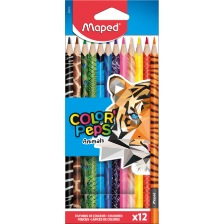 Crayon de couleur 18cm et 12cl color peps animal Maped