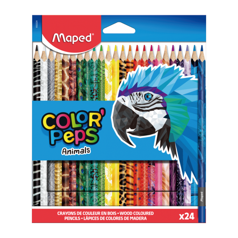 Crayon de couleur 18cm et 24cl color peps animal Maped