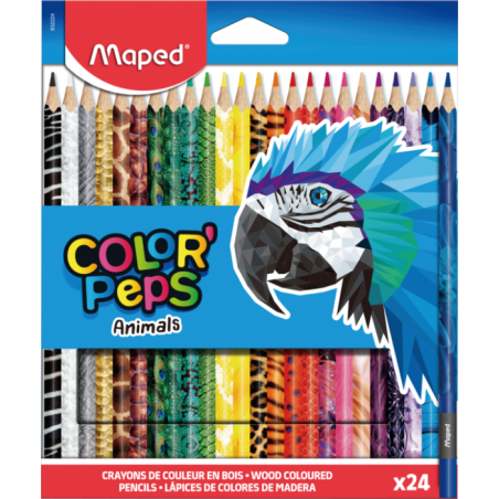 Crayon de couleur 18cm et 24cl color peps animal Maped