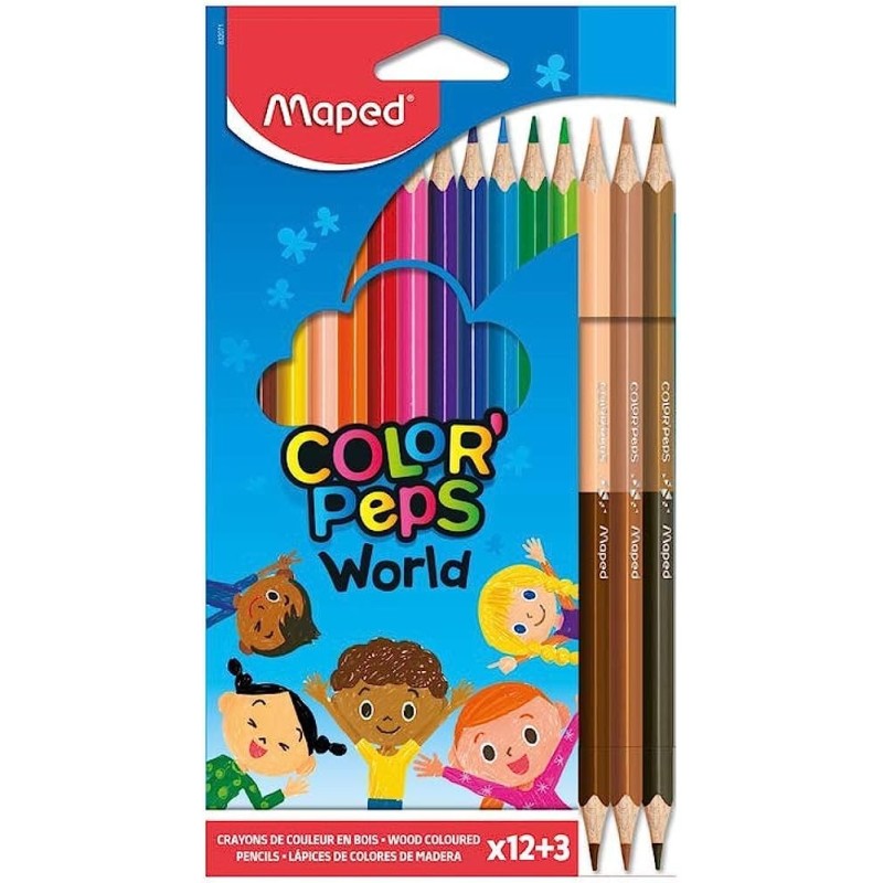 Crayon de couleur 18cm et 12cl Colorpep's+3DUO SKIN TONES MAPED