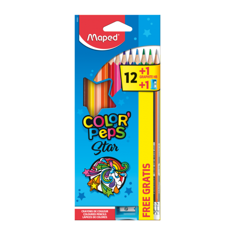 Crayon de couleur 18cm et 12cl+1 color'peps Maped