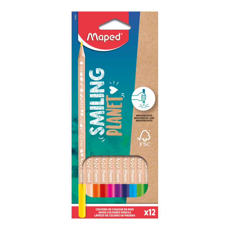 Crayon de couleur 18cm et 12cl SMILING PLANET fsc Maped