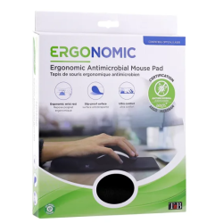 Tapis de souris antimicrobien repose-poignet gel - noir ERGO-DESIGN