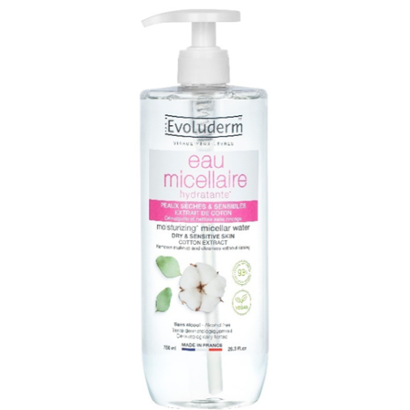 Eau micellaire coton 750ml 23015 EVOLUDERM