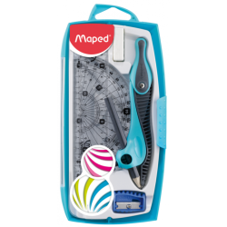 Kit compas à canon+TC+gomme+règle+equerre+rapporteur (8 pces)Maped
