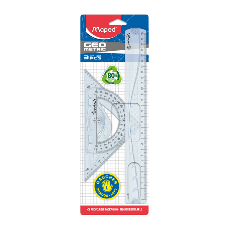 Kit de traçage géometric 3 pièces gaucher Maped