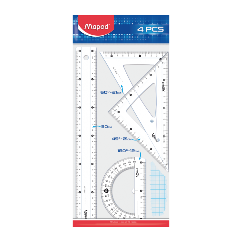 Set à dessin Maxi kit Cristal 4pces Maped (Blister)