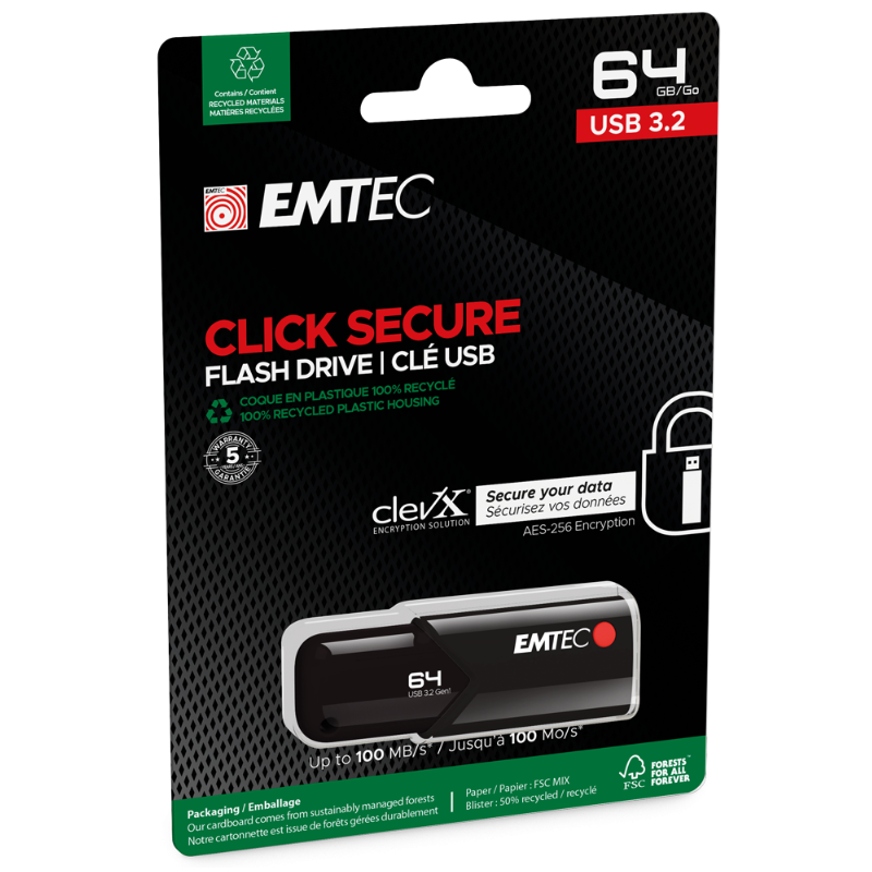 Clé USB3.2 Click Secure B120 64GB