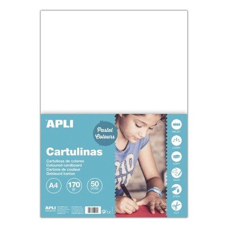 Carton 180g A4 blanc sach.50flles APLI KIDS