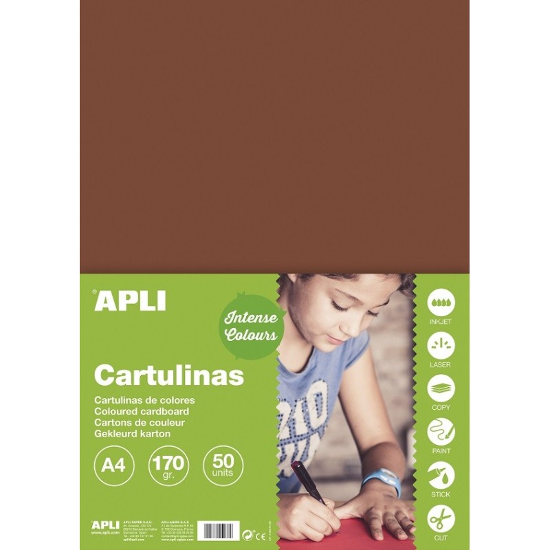 Carton 180g A4 marron sach.50flles APLI KIDS