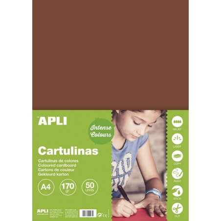 Carton 180g A4 marron sach.50flles APLI KIDS