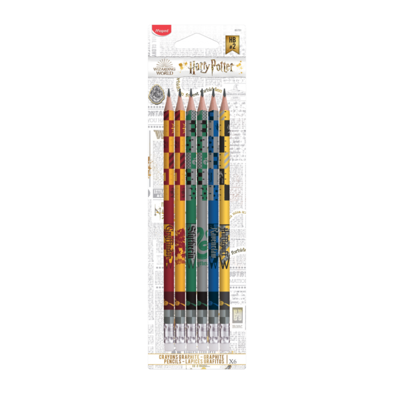Crayon graphite graphpeps HB avec gomme HARY POTTER blister de 6 Maped