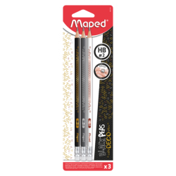 Crayon graphite blackpeps DECO HB avec gomme blister de 3 Maped
