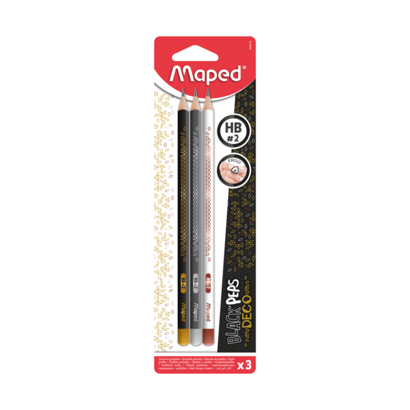 Crayon graphite blackpeps DECO HB blister de 3 Maped