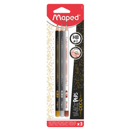Crayon graphite blackpeps DECO HB blister de 3 Maped