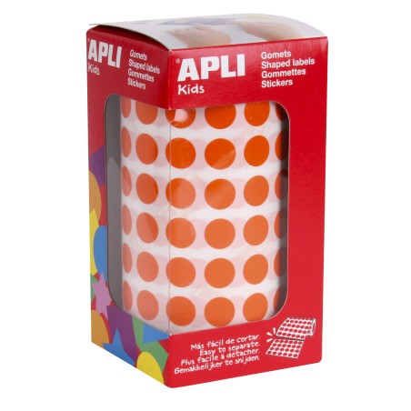 Gommettes rond orange 10,5 mm roul APLI KIDS