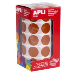 Gommettes rond marron 20mm roul APLI KIDS