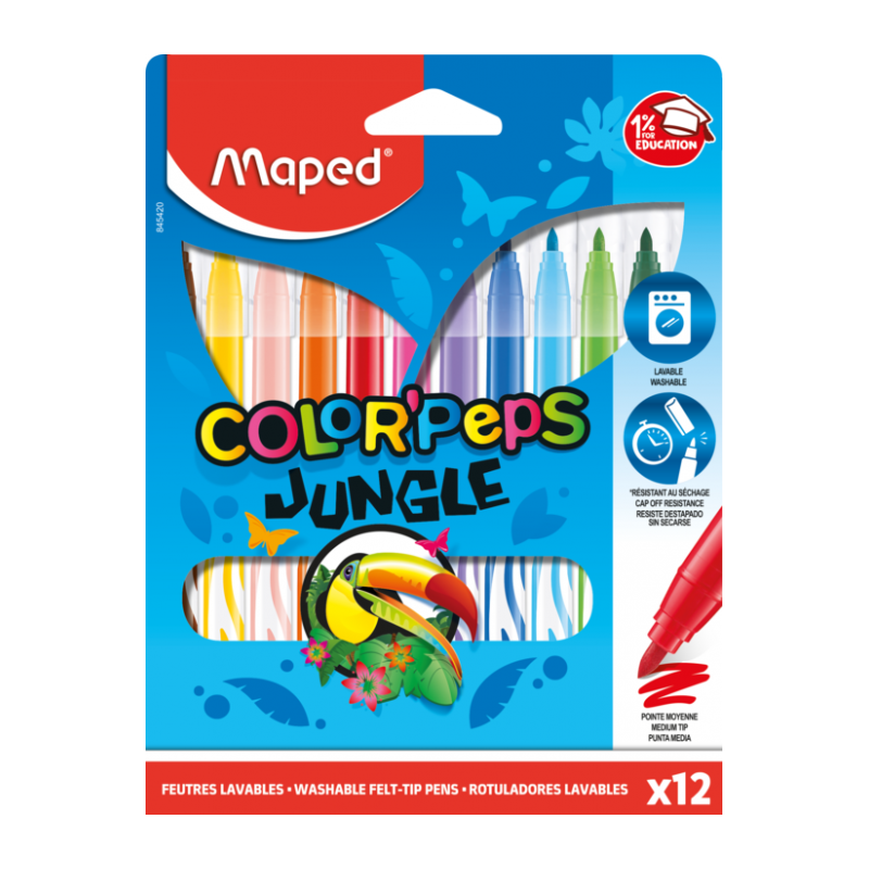 Feutre 12 couleurs Color'peps Jungle Maped