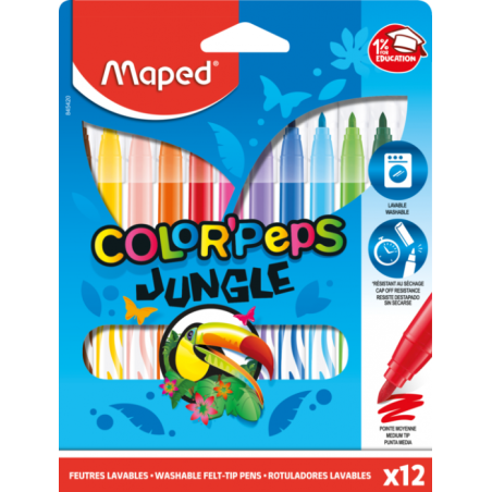 Feutre 12 couleurs Color'peps Jungle Maped