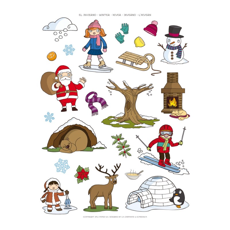 Gommettes enlev. hiver 3flles APLI KIDS