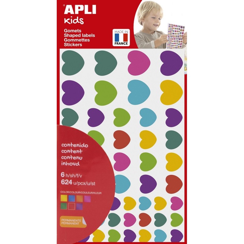 Gommettes cœurs couleurs ass APLI KIDS