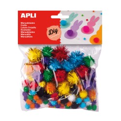 Pompons brillant coul ass sach 78 APLI KIDS