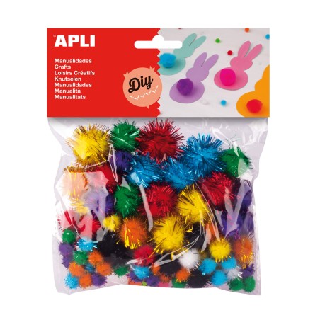 Pompons brillant coul ass sach 78 APLI KIDS