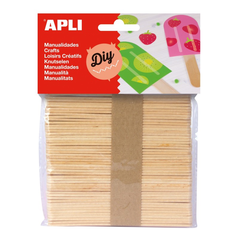 Batons bois naturel 115x10mm sach 50 APLI KIDS