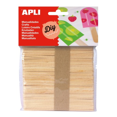 Batons bois naturel 115x10mm sach 50 APLI KIDS