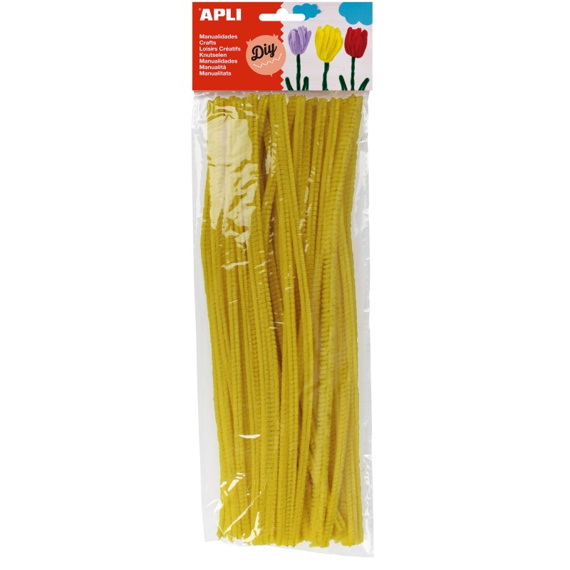 Chenilles jaune 30cm sach 50 APLI KIDS