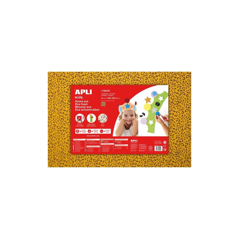 Mousse jaune imp léopard 400x600x2mm 1flle APLI KIDS