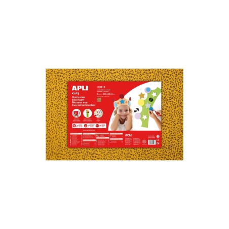 Mousse jaune imp léopard 400x600x2mm 1flle APLI KIDS