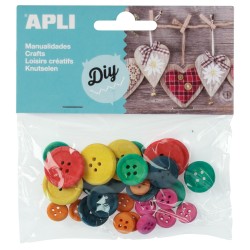 Boutons bois tailles et couleur ass sach 30 APLI KIDS