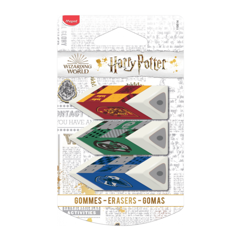 Gomme blanche PYRAMID HARRY POTTER blister de 3 Maped