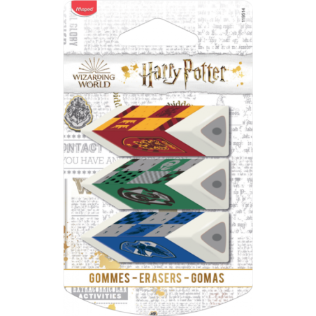 Gomme blanche PYRAMID HARRY POTTER blister de 3 Maped