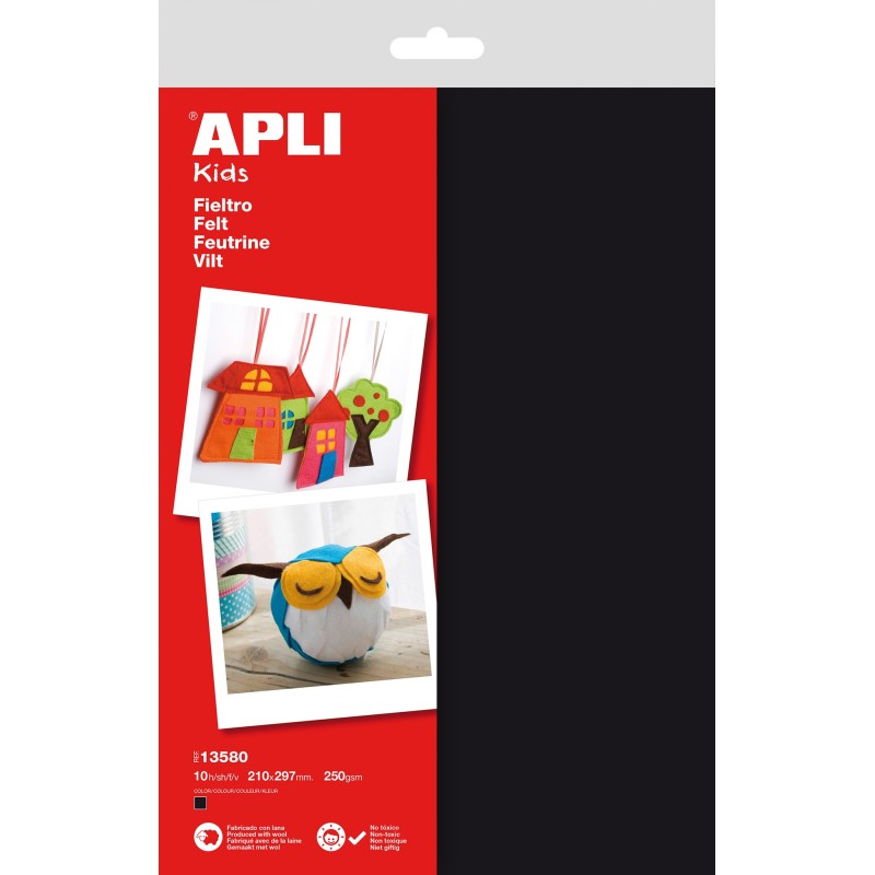 Feutrine A4 sach.10flles noir APLI KIDS