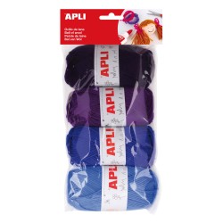 Pelotes de laine tons bleu