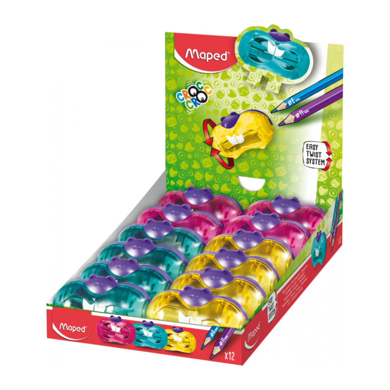 Taille crayon CROC CROC Twist 2 trous Assorties Maped