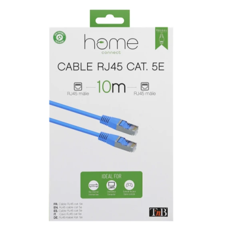Câble RJ45 M/M STP 10m cat. 5E droit blindé bleu TnB